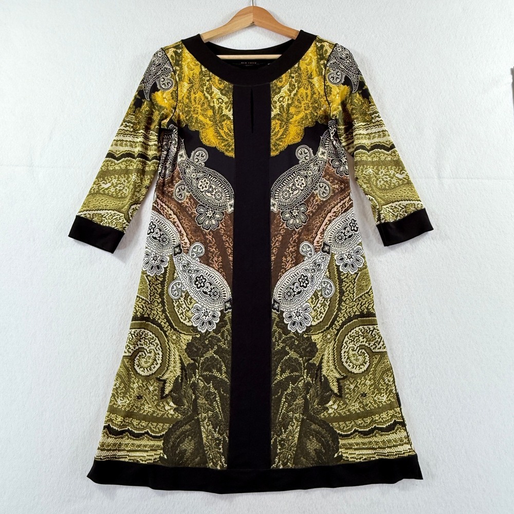 Eva Varro Tunic Dress Womens Medium Multi Paisley Art to Wear Boho Mod Chic